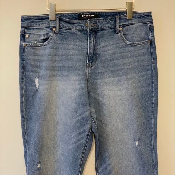 Liverpool Los Angeles US 14/32 light wash The Crop Straight raw hemline ripped - Picture 2 of 8
